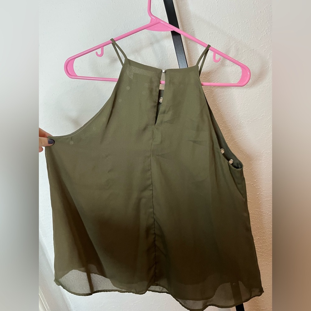 C Green Halter Neckline Tank Blouse Size Medium - Picture 5 of 5